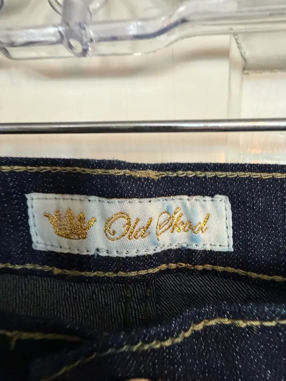 Old Skool Dark Wash Denim Jeans Crown Embellished Size 18